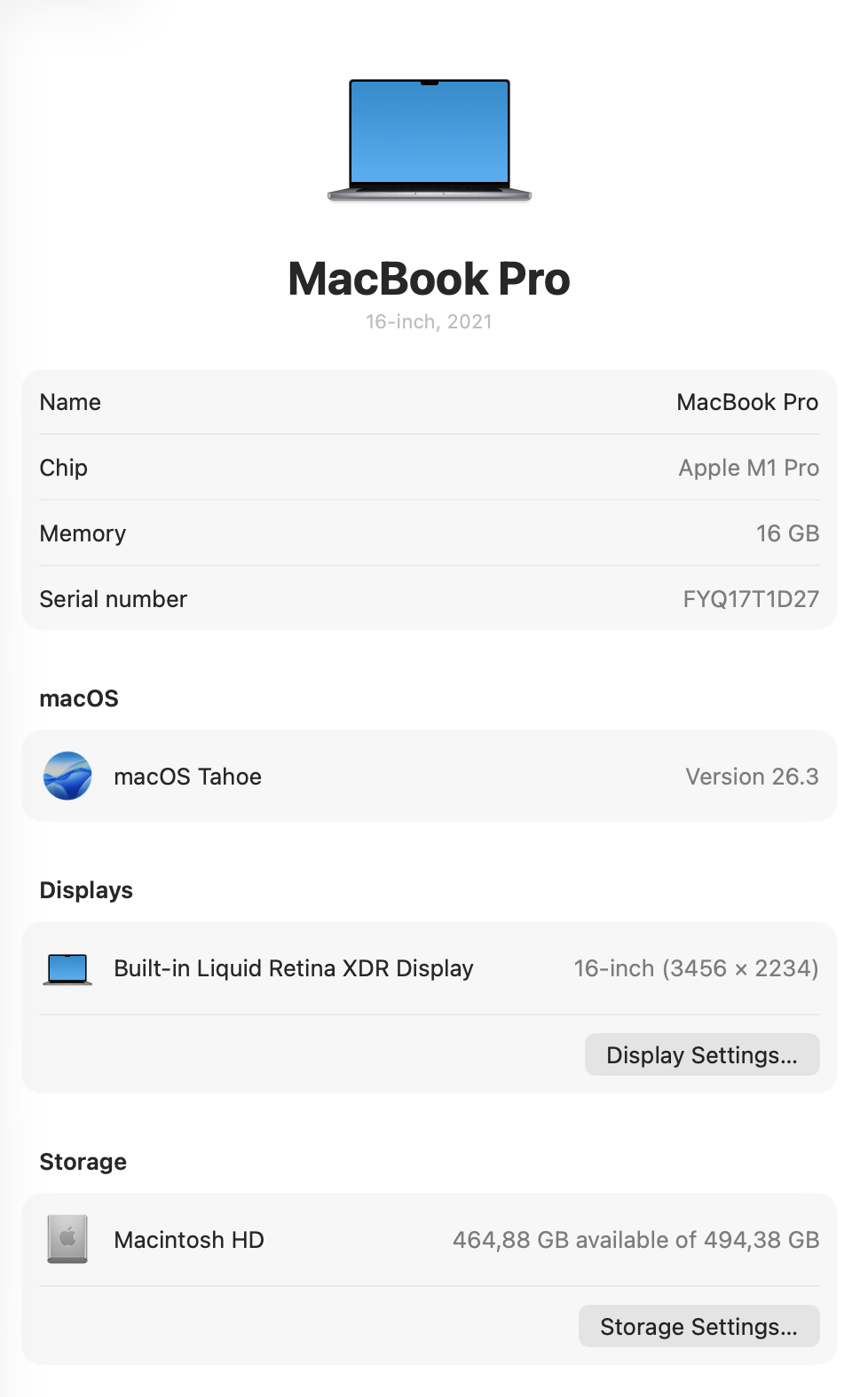 MacBook M1 Pro 16-inch 512GB | 16GB - Space Grey (Pre-owned)