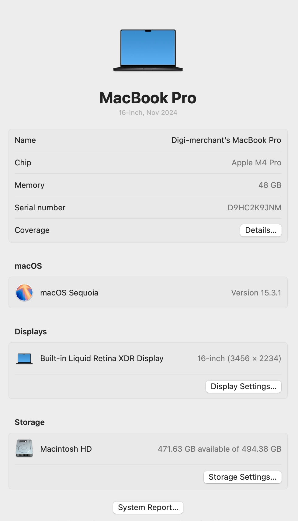 MacBook Pro 16-inch With M4 Pro Chip 512GB | 48GB - Space Black (Pre-owned | A-Grade)