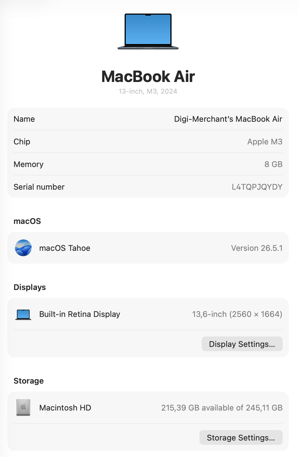 MacBook Air 13-inch | M3 Chip | 256GB | 8GB - Midnight (Pre-owned | A-Grade)