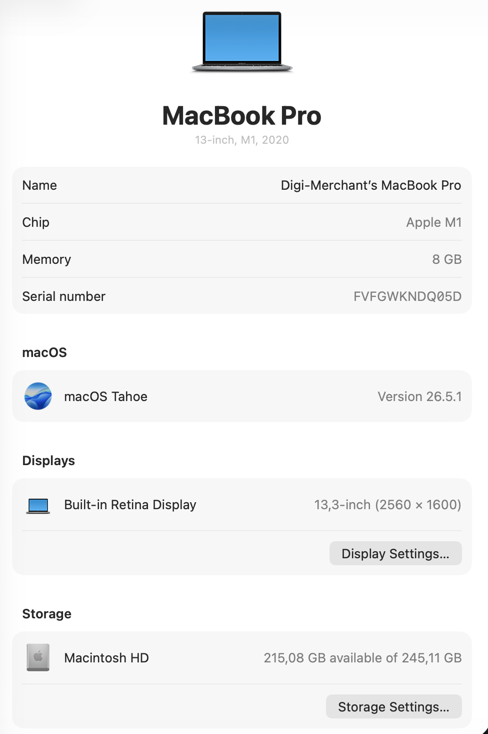 MacBook Pro M1 256GB - Space Grey (Pre-owned | B-Grade)