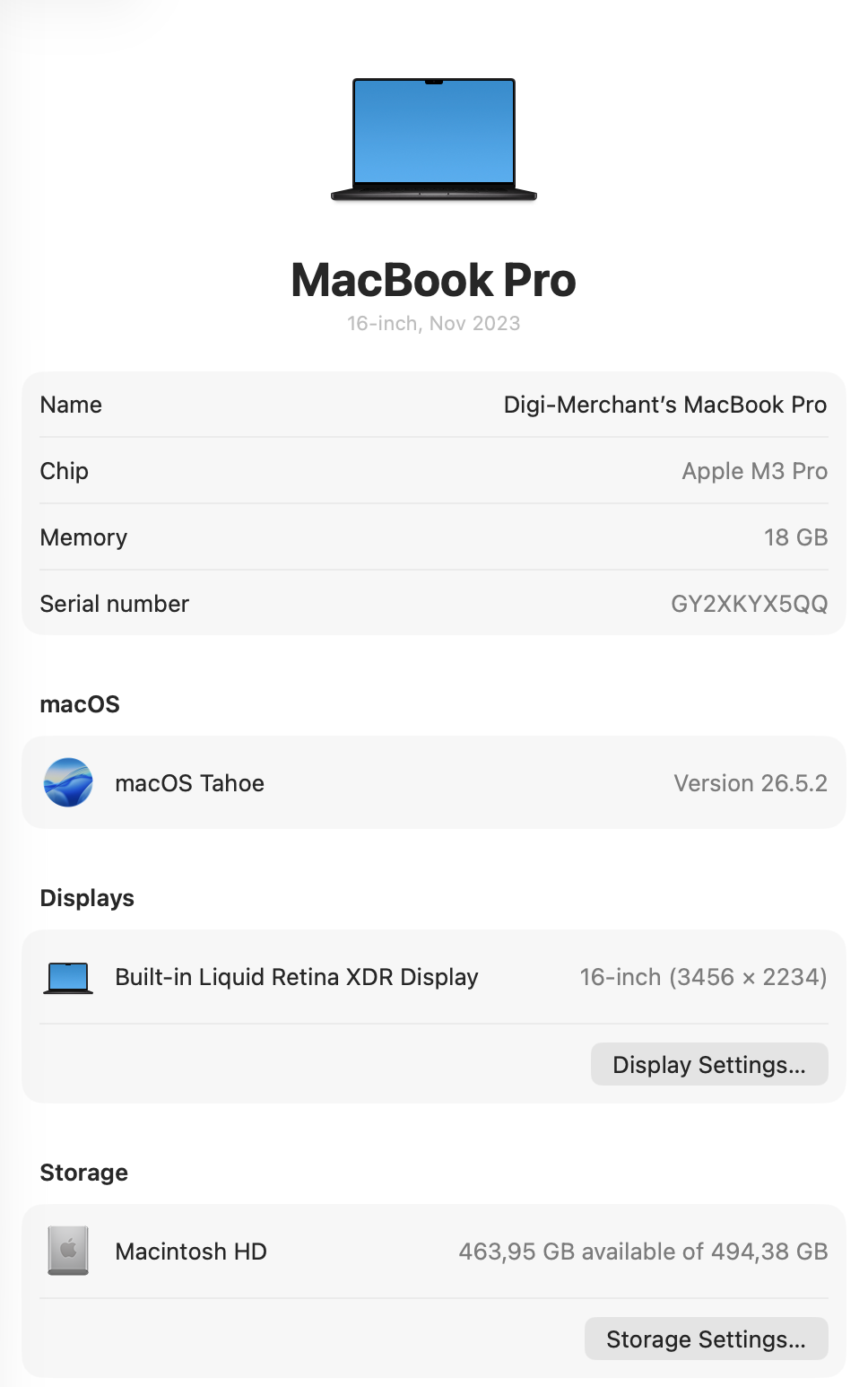 MacBook Pro 16-inch With M3 Pro Chip | 512GB | 18GB - Space Black (Pre-owned | B-Grade)