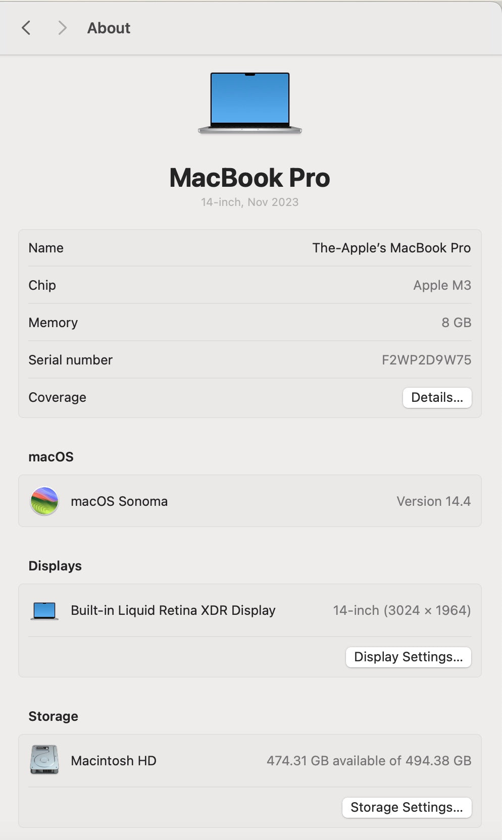 MacBook Pro 14-inch With M3 Chip 512GB - Silver (Pre-owned | B-Grade)
