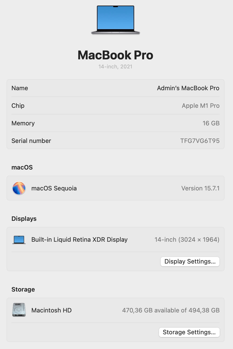 MacBook Pro 14-inch With M1 Pro Chip 512GB | 16GB - Space Grey (Pre-owned | B-Grade)