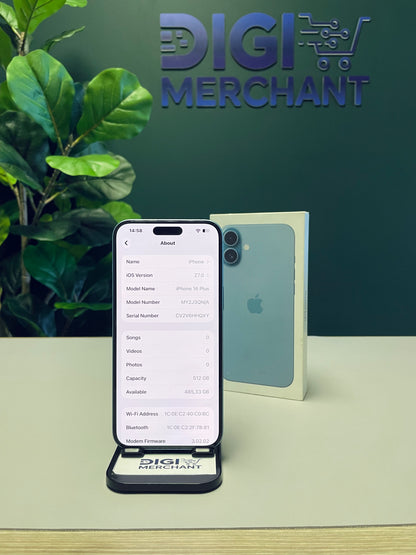 Apple iPhone 16 Plus 512GB - Teal (Pre-owned | Pristine)