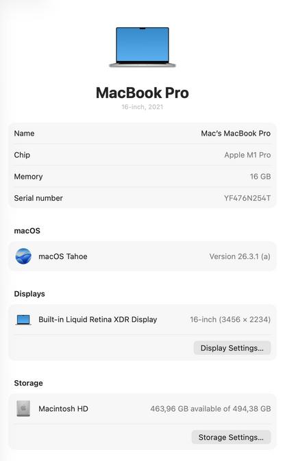 MacBook Pro 16-inch With M1 Pro Chip 512GB | 16GB - Silver  (Pre-owned | B-Grade)