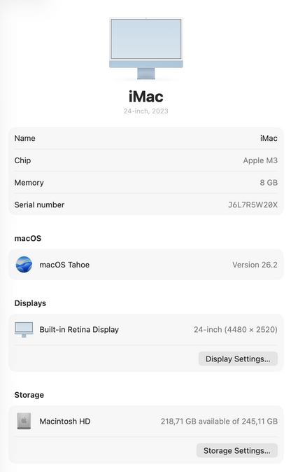 iMac 24-inch M3 Chip | 8-Core CPU, 10-Core GPU | 256GB - Blue (Pre-owned)