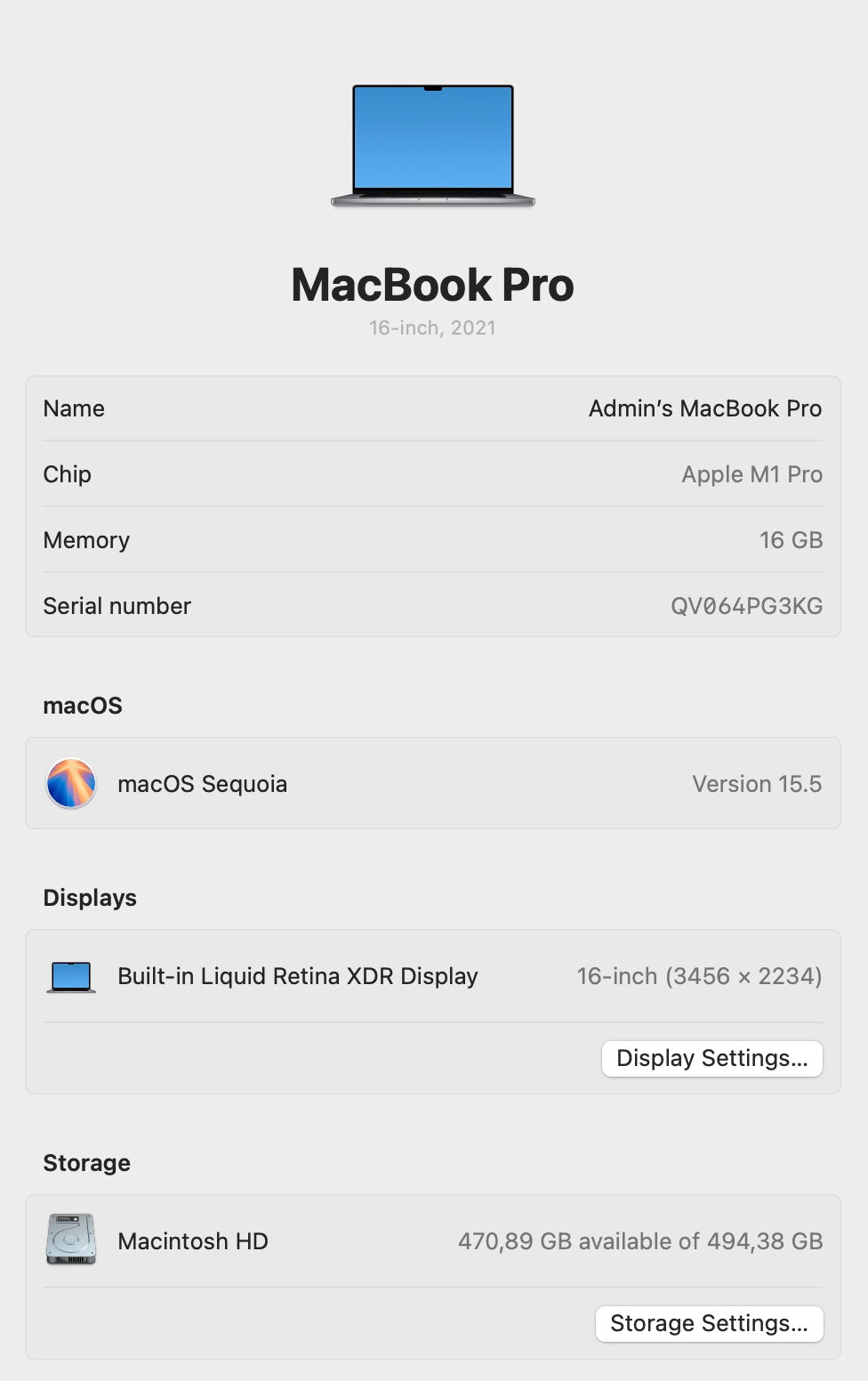 MacBook M1 Pro 16-inch 512GB | 16GB - Space Grey (Pre-owned)