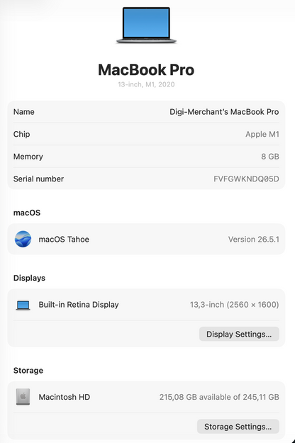 MacBook Pro M1 256GB - Space Grey (Pre-owned | B-Grade)