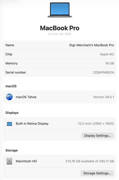 MacBook Pro 13-inch | M2 Chip | 16GB | 256GB - Space Grey (Pre-owned | B-Grade)