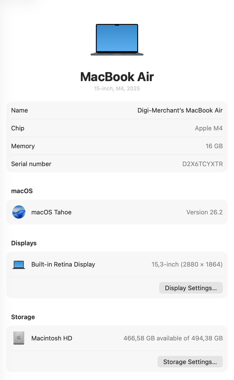 MacBook Air 15-inch | M4 Chip | 512GB | 16GB - Midnight (Pre-owned | A-Grade Pristine)