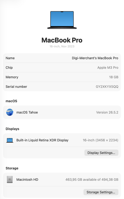 MacBook Pro 16-inch With M3 Pro Chip | 512GB | 18GB - Space Black (Pre-owned | B-Grade)