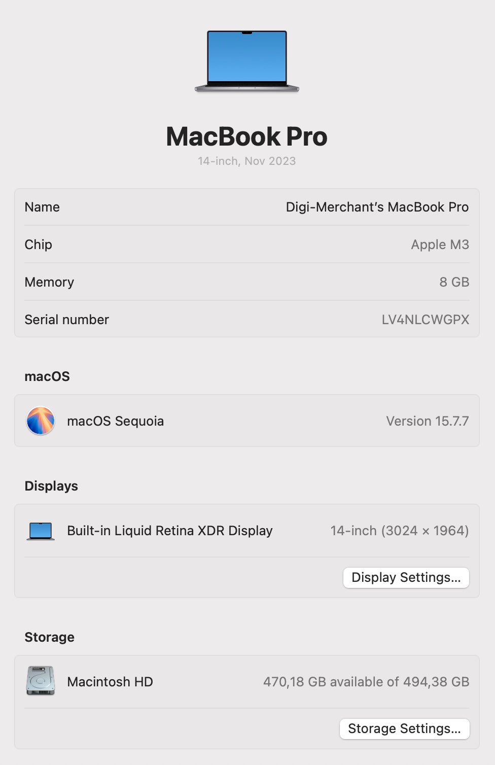 Apple MacBook Pro 14-inch With M3 Chip 512GB - Space Grey (Pre-owned | A-Grade)
