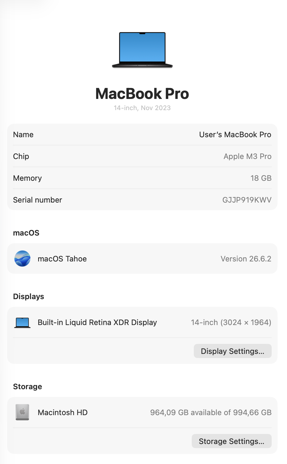 MacBook Pro 14-inch With M3 Pro Chip 512GB | 18GB  - Space Black (Pre-owned | B-Grade)