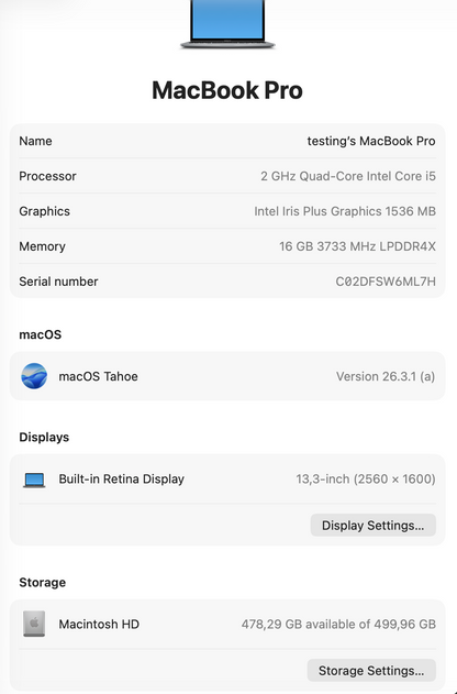 13-inch MacBook Pro (2020) Intel i5 512GB | 16GB - Space Grey (Pre-owned |A-Grade)