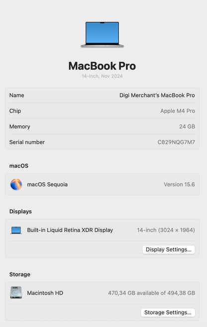 Apple MacBook Pro 14-inch With M4 Pro Chip 512GB | 24GB - Silver (Pre-owned | A-Grade)