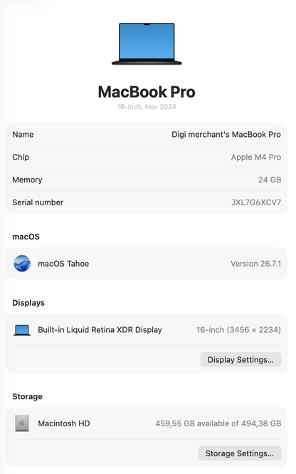 MacBook Pro 16-inch With M4 Pro Chip 512GB | 24GB - Space Black (Pre-owned |A-Grade)