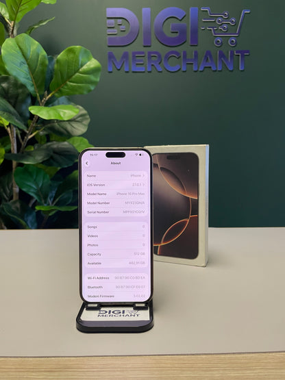 iPhone 16 Pro Max 512GB - Desert Titanium (Pre-owned | Pristine)