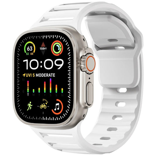 Smartwatch with a white band on a white background